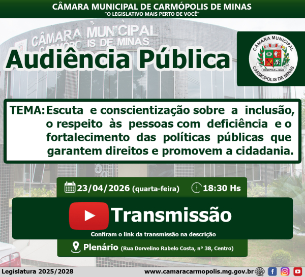 Transmissão da Audiência Pública (23/04/2026)